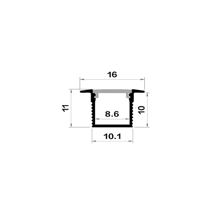 1011鋁槽10寬11高帶邊嵌裝8寬燈帶線條燈硬燈條鋁槽外殼套件1611